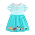 thumbnail image 1 of MEZZALL Girls Embroidered Princess Dress Cartoon Short Sleeve Summer Sundress For Toddler Kids, Sky Blue, 3-4 Years, 1 of 8