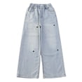 thumbnail image 1 of MEZZALL Girls Fashion Cute Personality Pants Elastic Waist Wide Leg Jeans Casual Demin Pants With Pockets Cute Toddler Wear, 1 of 9