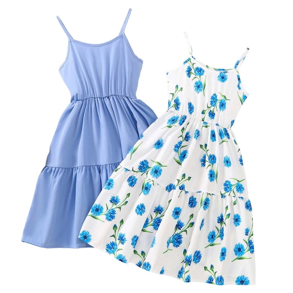 MEZZALL Girls Fashion Floral Print Tank Dress And Leggings Summer Casual Outfit Toddler Kids Two Piece Playwear Holiday Children Clothes Sets