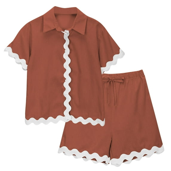 MEZZALL Girls Fashion Short Sleeve Shirt Shorts Casual Suits 11-12 Years Trendy Kids Wear