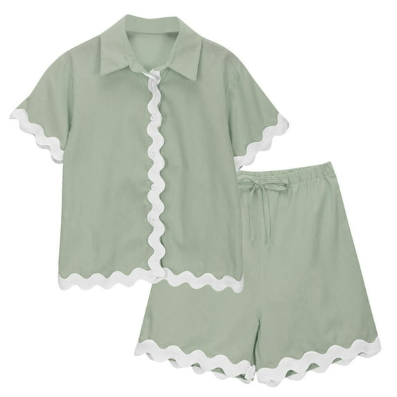MEZZALL Girls Fashion Short Sleeve Shirt Shorts Casual Suits 7-8 Years Relaxed Fit Baby Wear