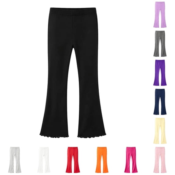 MEZZALL Girls Flared Leggings Pants With Ruffle Casual Blend Pull On Trousers For Toddler Kids Daily Wear, 13-14 Years