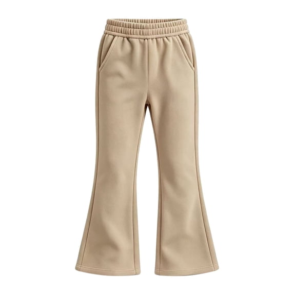 MEZZALL Girls Flared Pants High Waist School Style Trousers Lined High Rise Cozy Autumn Winter Kids Pants, 15-16 Years