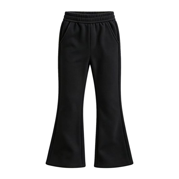 MEZZALL Girls Flared Pants High Waist School Style Trousers Lined High Rise Cozy Autumn Winter Kids Pants, 5-6 Years