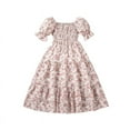 thumbnail image 1 of MEZZALL Girls Floral Dress Puffed Sleeves Boho Dresses Ruffle Casual Summer Square Neck Dressy Frocks for Kids Girls 7-12Y, 1 of 6
