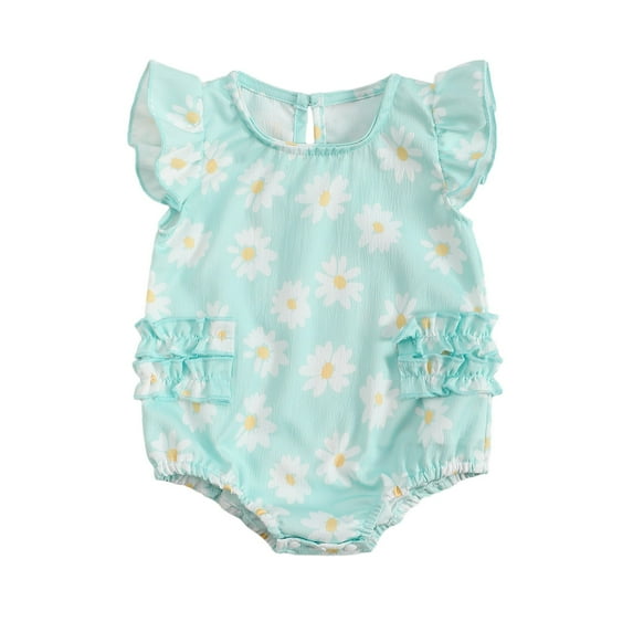 MEZZALL Girls Floral Print Sleeveless Bodysuit Baby Romper For 0 18 Months Outfits Soft Breathable Indoor Outdoor Play 3-6 Months Cute Baby Wear