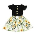 thumbnail image 1 of MEZZALL Girls' Flutter Sleeve Dress Sets With Bow Detail Ribbed Cotton Tops & Floral Skirt For Summer 2-3 Years Classic Kids Wear, 1 of 7