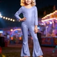 thumbnail image 1 of MEZZALL Girls Glitter Jumpsuit For Performance Long Sleeve Leotard With Stretchy Fit For Kids Bodysuit One-Piece For Stage Play And Dance O-Neck Solid Color Holiday Back To School Onesie, 1 of 3