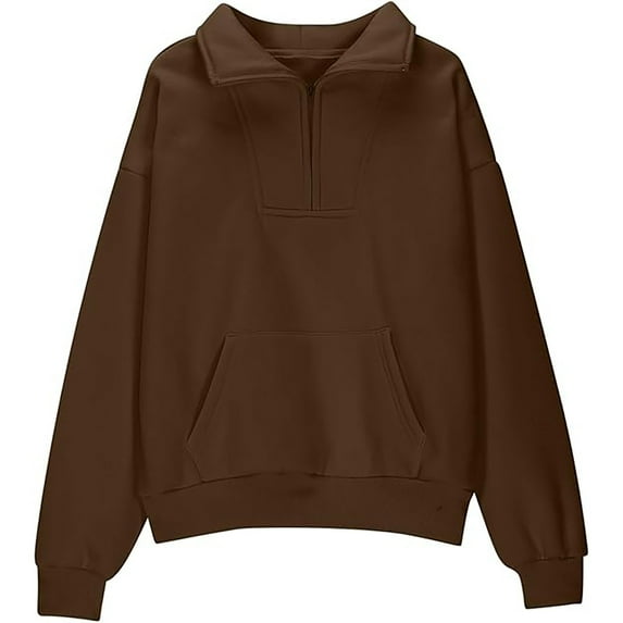MEZZALL Girls Half Zip Sweatshirt Quarter Zip Pullover Sweatshirts With Pocket Hoodie Sweater Fall Knitwear For Girls Cute Toddler Dailywear, Coffee, 7-8 Years