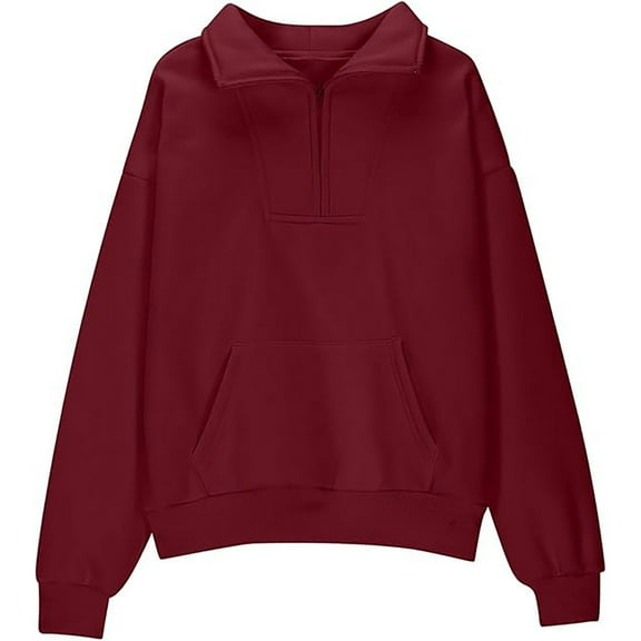 MEZZALL Girls Half Zip Sweatshirt Quarter Zip Pullover Sweatshirts With Pocket Hoodie Sweater Fall Knitwear For Teen Girls Stylish Toddler Dailywear, Red, 11-12 Years