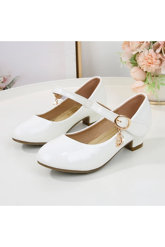 Girls High Heeled Shoes Princess Shoes Primary School Students Single Shoes Children Leather Shoes Dress Shoes Birthday Adorable Casual Kids Everyday Solid Color Toddler Footwear