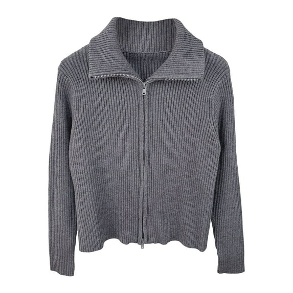 MEZZALL Girls High Neck Zip Cardigan Knit Sweater Long Sleeve Jacket Long Sleeve Autumn Winter Versatile Comfortable Warm Cover Up Kids Solid Color Stylish Child Clothes