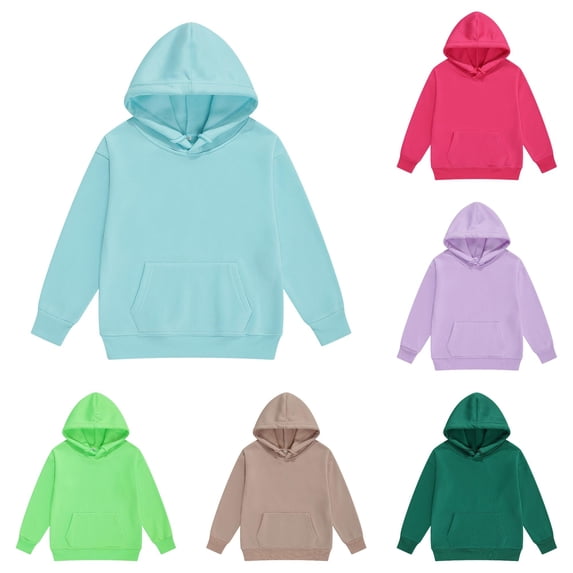 MEZZALL Girls Hood Toddler Pullover Hoodie Sweatshirts Solid Color Long Sleeve Fall 2026 Tops , Blue