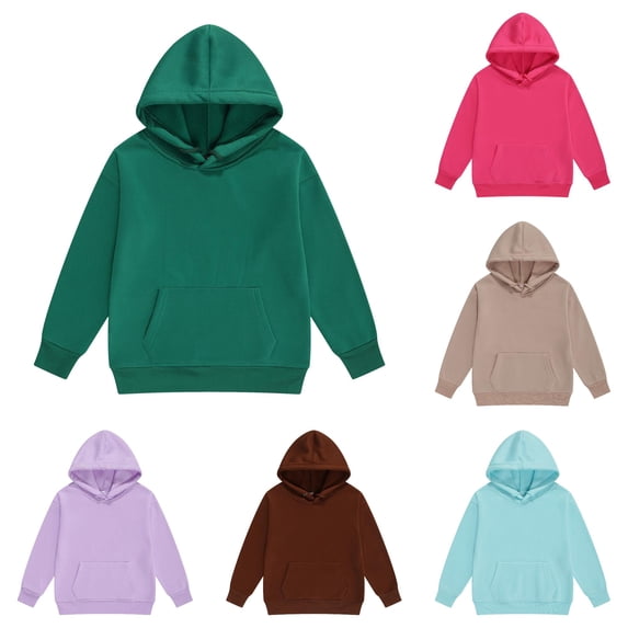 MEZZALL Girls Hood Toddler Pullover Hoodie Sweatshirts Solid Color Long Sleeve Fall 2026 Tops , Green