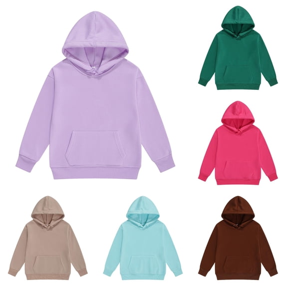 MEZZALL Girls Hood Toddler Pullover Hoodie Sweatshirts Solid Color Long Sleeve Fall 2026 Tops , Purple