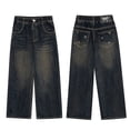 thumbnail image 1 of MEZZALL Girls Jeans For Toddler Comfortable Loose Fit Wide Leg Pants Slacks Trousers Casual Fall Fashion Denim Trousers Kids For 4 15 Years Old Fashionable Cartoon Clothing, 1 of 9