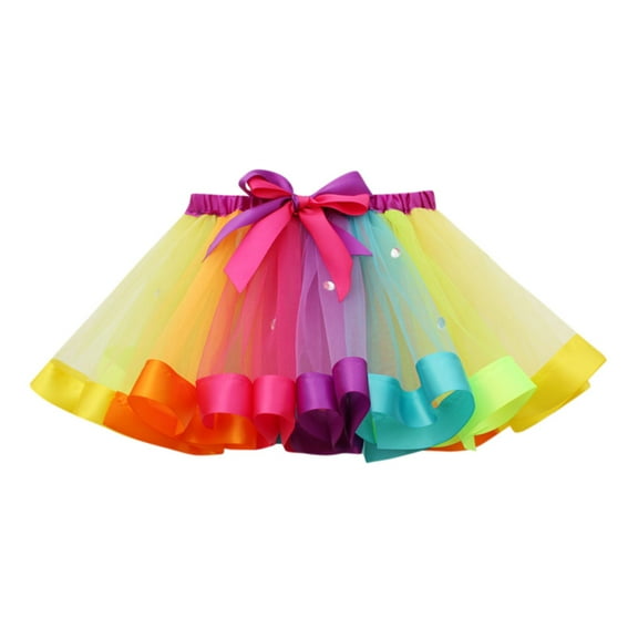 MEZZALL Girls Kids Tutu Tulle Party Dance Ballet Toddler Rainbow Baby Skirt Cozy Dailywear, Multicolor, S