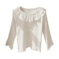 thumbnail image 1 of MEZZALL Girls Knit Blouse Round Collar And Lace Trim Cute Casual Tops For Toddlers Kids Soft Comfortable Stretchy Tee Shirt Classic Dailywear, 1 of 3