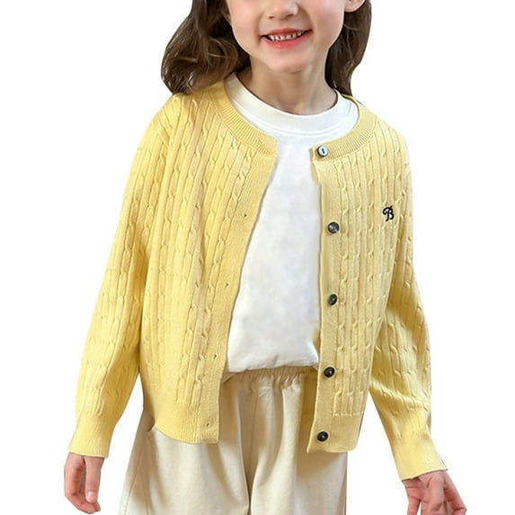 MEZZALL Girls Knit Cardigan Sweater With Embroidery Casual Front Tops For Toddler To Teen Soft Comfortable Knitwear Cozy Baby Wear