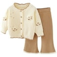thumbnail image 1 of MEZZALL Girls Knit Long Sleeve Sweater Pants Outfits 2PCS Sets Casual Winter Fall Toddler Kids Clothes Soft Comfortable Handmade Floral Design Dailywear Holiday / 2-3 Years, 1 of 3
