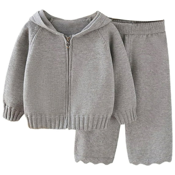 MEZZALL Girls Knit Sweater Hat Pants Outfits Sets Toddler Casual Fall Winter Clothes Two Piece Sets Baby Girl Warm Soft Comfortable For Kids Boho Dailywear