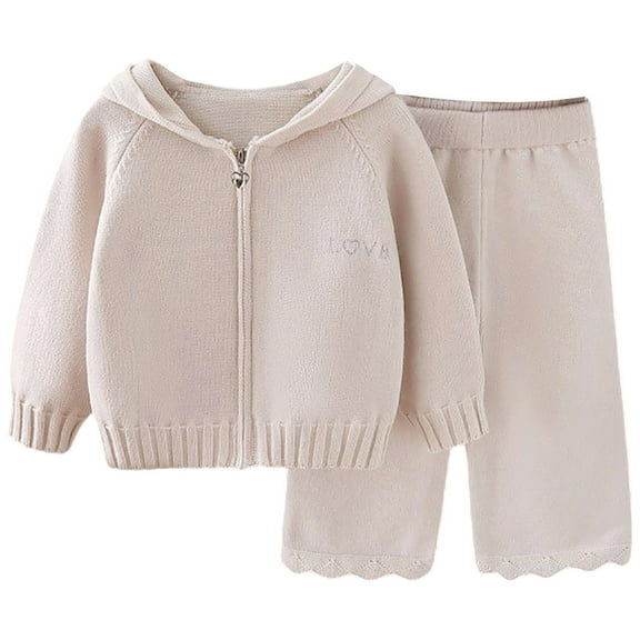 MEZZALL Girls Knit Sweater Hat Pants Outfits Sets Toddler Casual Fall Winter Clothes Two Piece Sets Baby Girl Warm Soft Comfortable For Kids Lovely Dailywear