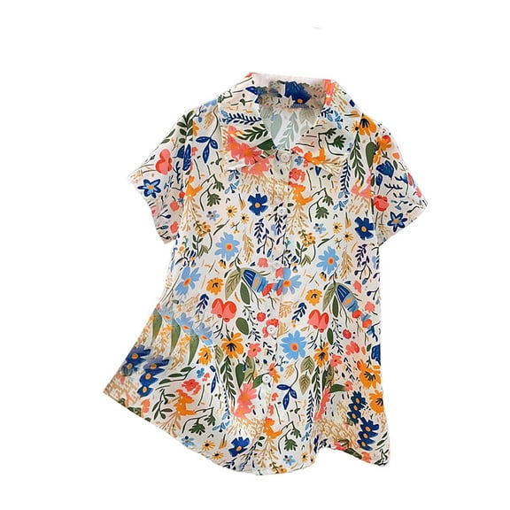 MEZZALL Girls' Light Weight Floral Printed Blouse Cardigan And Dress With Full Prints Of Flowers 7-8 Years Cute Baby Wear