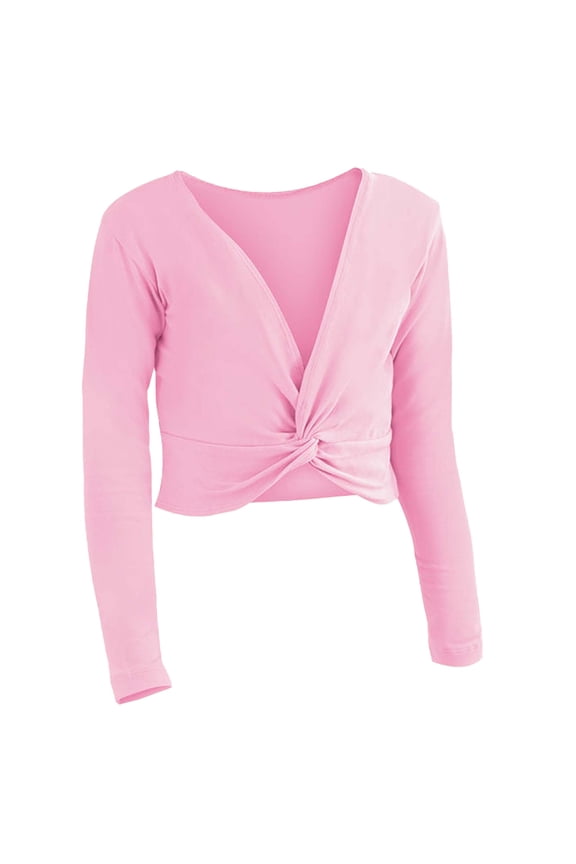 Girls Long Sleeve Ballet Tops Pure Color Dance Leotard Casual Layering Tee For School Yoga And Sports Breathable Toddler Wear