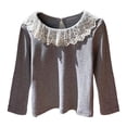 thumbnail image 1 of MEZZALL Girls Long Sleeve Blouse With Lace Trim Collar Cute Casual Tops For Toddler Kids Comfortable Soft Basic Tee For Fall Winter Relaxed Fit Dailywear, 1 of 3