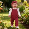 thumbnail image 1 of MEZZALL Girls Long Sleeve Heart Prints Ribbed Romper Bodysuit Suspender Pants Outfits Cozy Party Clothing Sets, 1 of 8