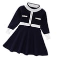 thumbnail image 1 of MEZZALL Girls Long Sleeve Knitted Dress Princess Elegant O-Neck Festive Dress For Wedding Winter Dress Breathable Infants Sundress, Navy, 12-18 Months, 1 of 4