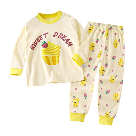 MEZZALL Girls Long Sleeve Outfit Sets Cute Dinosaur Ice Print Long Sleeve O-Neck Tops Pants Home Outfit Sets Kids Children Versatile Outfit Sets Casual Everyday Basics