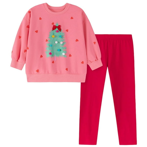 MEZZALL Girls Long Sleeve Pajama Sets With Cute Cartoon Print Cozy Loungewear Two Piece Tops Pants Toddler Kids Breathable Teen Nightwear