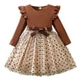 thumbnail image 1 of MEZZALL Girls Long Sleeve Ribbed Polka Dot Printed Bow Dresses O-Neck Elegant Party Gown For Toddler Kids Trendy Dailywear, 1 of 9