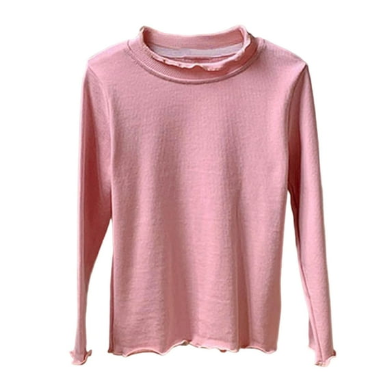 MEZZALL Girls Long Sleeve Solid Color Basic T-Shirts Tee Soft Comfortable Casual Tops For Toddler Kids Winter Fall Layering Stylish Dailywear