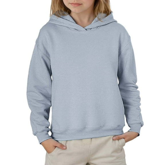 MEZZALL Girls Long Sleeve Solid Color Hooded Sweatshirt Pullover Tops Kids Tweens Casual Comfortable Hoodie Holiday Child Clothes