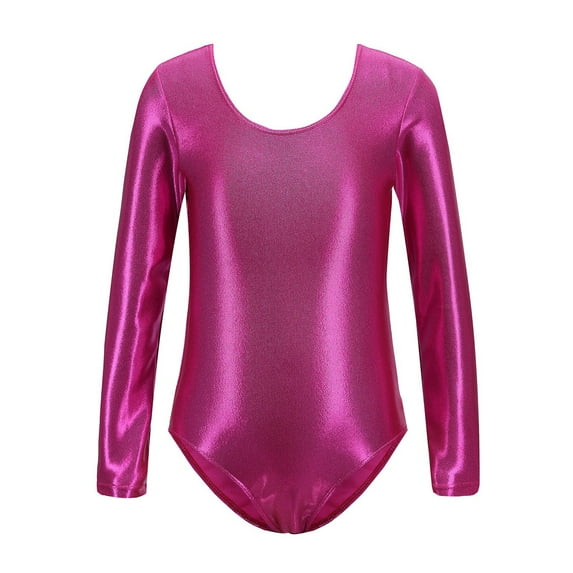 MEZZALL Girls' Long Sleeved Gymnastics Leotards Shiny Dance Leotard Ballet Leotard Classic Ballet Yoga Leotard Bodysuit Gymnastics Suit 5-6 Years Soft Baby Wear