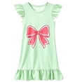 thumbnail image 1 of MEZZALL Girls Nightgown Soft Breathable Ruffle Fly Sleeve Bowknot Print Ruffle Hem Loose Fit Kids Sleep Dress Casual O-Neck Home Nightwear Pajama Dress Holiday Dresses, 1 of 2
