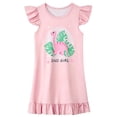 thumbnail image 1 of MEZZALL Girls Nightgown Soft Breathable Ruffle Fly Sleeve Cute Dinosaur Print Ruffle Hem Loose Fit Kids Sleep Dress Casual O-Neck Home Nightwear Pajama Dress Trendy Dresses, 1 of 2