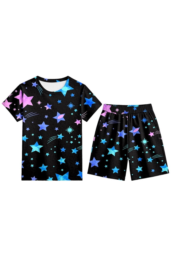 Girls Outfit Sets Floral Print Shorts And Tops Casual Comfortable Two Piece Cute Summer Clothes Sets for Child Playful Designs