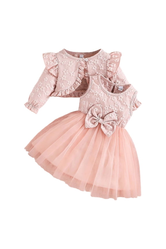 Girls Outfits Set Autumn Toddler Dress With Cape Tops And Dress For Baby Girls 6 Months To 3 Years Casual Wear Fall Outfits Relaxed Fit Cartoon Clothing