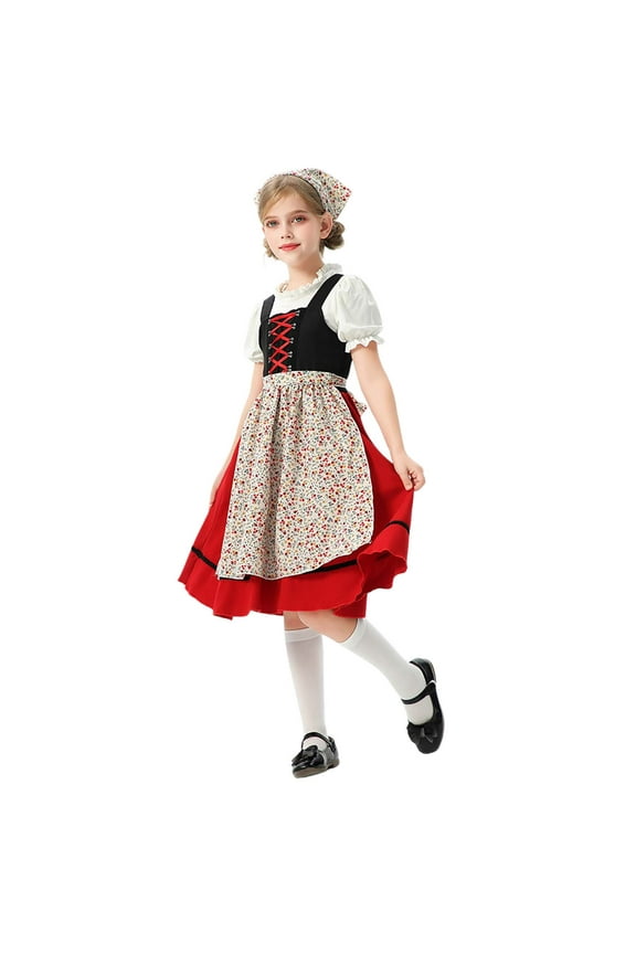 Girls Outfits Set French Farmhouse Style Dress For Festival Cosplay Birthday Toddler To Kids Age 3-12 Years Soft Baby Wear