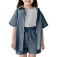 thumbnail image 1 of MEZZALL Girls Outfits Sets Casual Summer Fall School Shirt Short Sleeve Blouse Shorts Outfits For Toddler Kids Comfortable Solid Color Dailywear Fashionable / 5-6 Years, 1 of 9