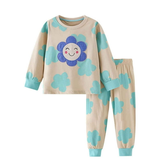 MEZZALL Girls Outfits Sets Long Sleeve Round Neck Tops With Elastic Waist Pants Toddler Kids Casual Printed Outfits For Daily Wear Leisure Clothing