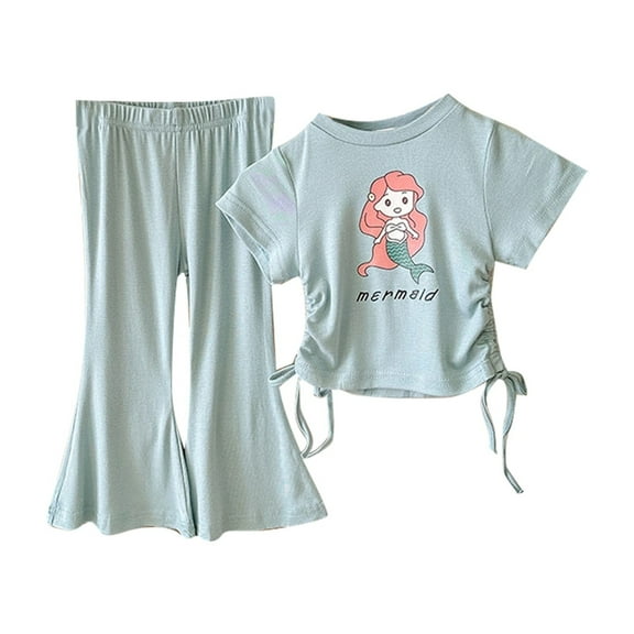 MEZZALL Girls Outfits Sets Toddler Casual Everyday Wear Round Neck Printed Tops And Bottom Comfy Play Clothes For 1 5 Year Olds Relaxed Fit Baby Wear