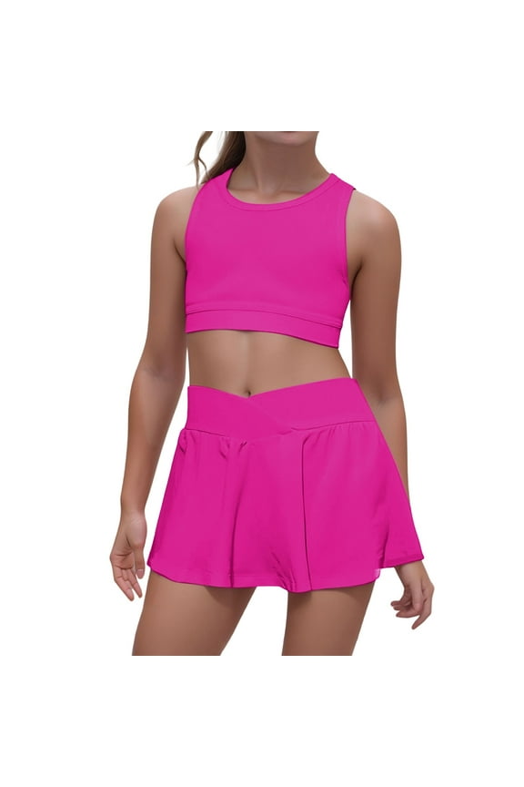 Girls Outfits Sets Toddler Playwear Active Summer Outfits Vest Romper Casual Sports Clothes For Kids 4-7 Comfortable Stretchy Waist Dailywear Versatile / M