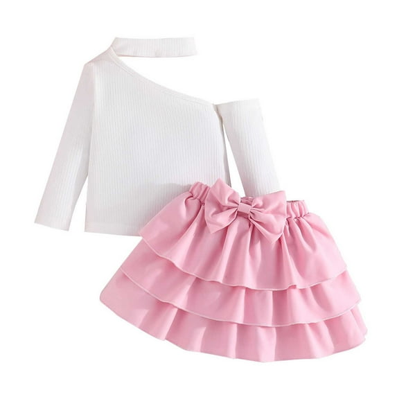 MEZZALL Girls Outfits Sets Toddler Summer Casual Tops With Layered Skirt Breathable Outfits For Baby 1-4 Years Old Comfortable Playwear Holiday Baby Dailywear