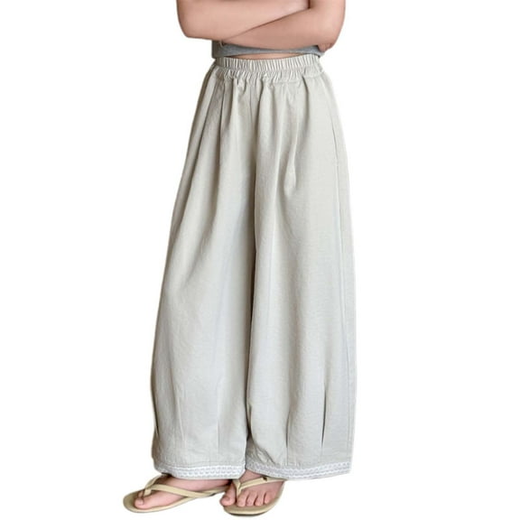 MEZZALL Girls Pants Casual Wide Leg Loose Fit Comfortable Everyday Wear For Kids Age 3 15 Year Round Soft Stretchy Breathable Trouser 8-9 Years Trendy Kids Wear