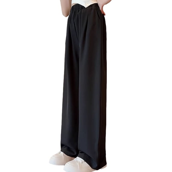 MEZZALL Girls Pants Leisure Solid Color Straight Leg Suit Pants Casual Fashion Pants For 4-12 Years Trousers 8-9 Years Relaxed Fit Baby Wear