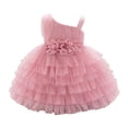 thumbnail image 1 of MEZZALL Girls Party Dress Layered Ruffle Cake Tutu Formal Gown For Baby Toddler Kids Birthday Celebration Holiday Outfit Elegant Fancy Attire Cute Sleeveless Crew Neck Solid Color Child Sundress, 1 of 3